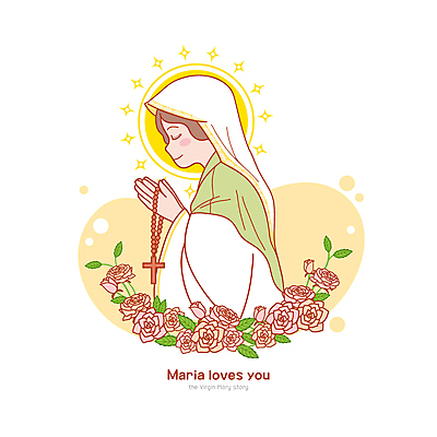 여자 십자가 잎 일러스트 한명 상반신 성인 장미 눈감음 천주교 기도 손모으기 묵주 후광 신앙심 성인여자한명만 국내일러스트 AI파일 식물 1 꽃 종교 종교용품 모션 사람 손짓 빛 여자한명만 성인여자만 파일형식 벡터