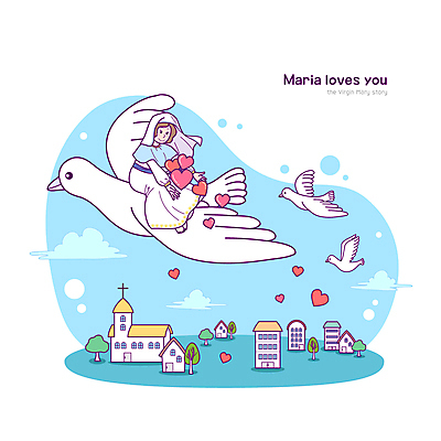 전신 나무 구름 여자 하늘색 일러스트 하늘 주택 세마리 한명 앉기 성인 건물 교회 마을 천주교 하트 비행 승차 뿌리기 비둘기 사랑나눔 마리아 성인여자한명만 국내일러스트 AI파일 자연요소 모양 식물 1 건축물 종교 종교건축 모션 조류 3 사랑 사람 파란색 나눔 여자한명만 성인여자만 파일형식 벡터