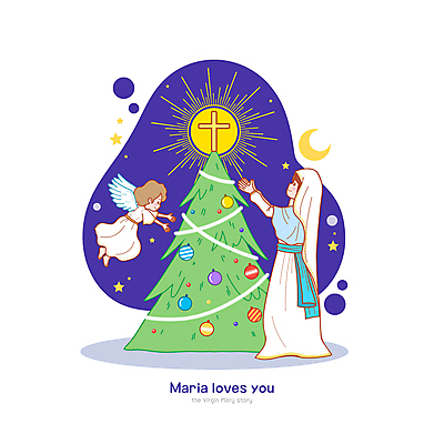 전신 여자 별 어린이 십자가 일러스트 밤하늘 천사 함께함 서기 소녀 성인 두명 빛 반짝임 크리스마스트리 천주교 비행 초승달 천사날개 후광 꾸미기 여자만 오너먼트 국내일러스트 AI파일 자연요소 종교 컨셉 크리스마스장식 크리스마스 날개 모션 하늘 사람 달 야간 파일형식 벡터