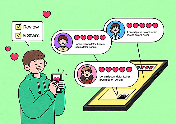 PSD 여자 남자 말풍선 일러스트 모바일 윙크 들기 여러명 상반신 성인 연두색 스마트폰 하트 가리킴 고객 만족 평가 리뷰 별점 성인만 국내일러스트 모양 감정 다수 모션 표정 사람 손짓 초록색 핸드폰 스마트기기 점수 파일형식