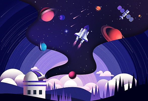 별 일러스트 사람없음 우주 보라색 행성 인공위성 로켓 관찰 유성 우주선 우주과학 우주여행 천문대 우주개발 국내일러스트 AI파일 자연요소 컬러 과학 여행 통신 모션 파일형식 벡터