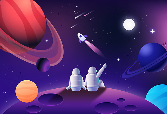 응시 별 일러스트 사람 앉기 성인 두명 우주 행성 로켓 우주비행사 가리킴 유성 우주선 우주과학 우주복 우주여행 우주개발 성인만 국내일러스트 AI파일 자연요소 시선 옷 과학 여행 모션 손짓 파일형식 벡터