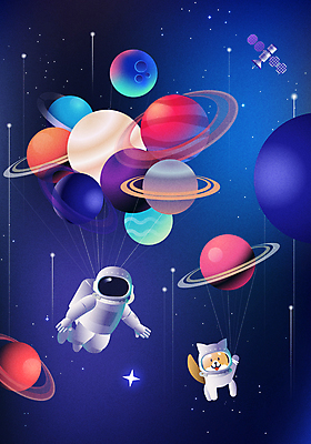 전신 한마리 일러스트 매달리기 한명 사람 성인 우주 행성 인공위성 우주비행사 강아지 우주과학 우주복 풍선 우주여행 우주개발 성인한명만 국내일러스트 AI파일 1 옷 과학 여행 통신 모션 반려동물 개 성인만 파일형식 벡터