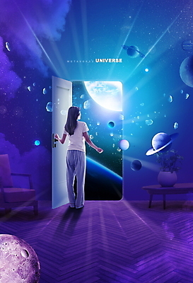 전신 PSD 구름 편집이미지 여자 별 지구 한명 서기 20대 성인 파란색 빛 문 우주 보라색 방 행성 한국인 오픈 가상공간 성인여자한명만 메타버스 이미지편집 자연요소 1 컬러 모션 사람 동양인 청년 여자한명만 성인여자만 파일형식