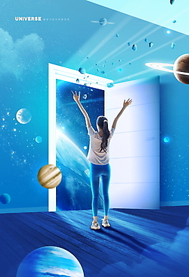 전신 PSD 구름 편집이미지 여자 별 지구 한명 서기 20대 성인 빛 운동복 문 우주 만세 방 행성 한국인 가상공간 성인여자한명만 메타버스 이미지편집 자연요소 1 옷 모션 사람 동양인 청년 여자한명만 성인여자만 파일형식