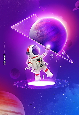 전신 PSD 편집이미지 별 3D캐릭터 한명 들기 사람 빛 우주 보라색 행성 우주비행사 잡기 원형 삼각형 우주복 가상공간 나오기 메타버스 이미지편집 자연요소 도형 캐릭터 1 옷 컬러 모션 파일형식