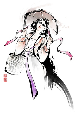 PSD 여자 패션 가방 일러스트 캘리그라피 붓터치 한명 미소 상반신 성인 선글라스 잡기 끈 한복 동양화 퓨전 저고리 번짐 낙관 어우동모자 인물화 성인여자한명만 국내일러스트 모자_잡화 1 한국전통 잡화 안경 모션 표정 미술 사람 전통의상 그림 여자한명만 성인여자만 파일형식 효과