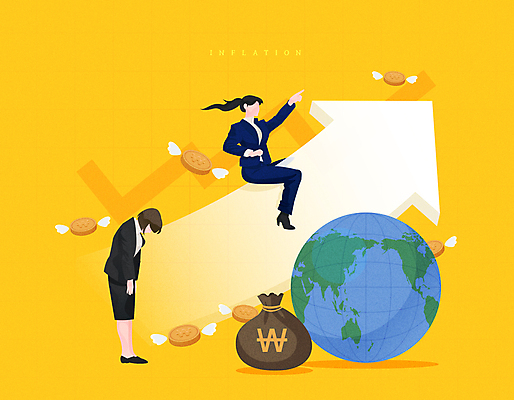 전신 여자 화살표 지구 날개 일러스트 성공 그래프 고개숙이기 서기 앉기 성인 두명 글로벌 노란색 동전 가리킴 비교 돈자루 실패 좌절 승차 얼굴없음 성인여자만 인플레이션 국내일러스트 AI파일 감정 컬러 컨셉 돈 모션 숙이기 사람 손짓 경제 여자만 성인만 파일형식 벡터