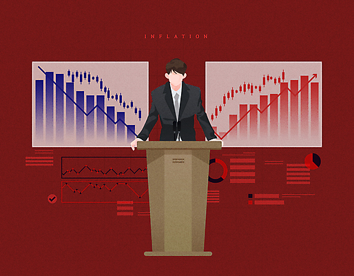 전신 남자 일러스트 그래프 한명 상반신 성인 빨간색 비교 뉴스 아나운서 하락 분석 마이크 상승 단상 얼굴없음 성인남자한명만 인플레이션 국내일러스트 AI파일 직업 1 컬러 음향기기 컨셉 사람 경제 남자한명만 성인남자만 파일형식 벡터