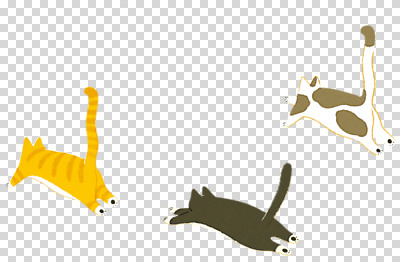 편집 편집이미지 세마리 누끼 사람없음 달리기 귀여움 고양이 PNG 편집소스 컨셉 포유류 모션 3 반려동물 파일형식