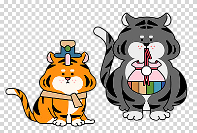 편집 편집이미지 두마리 새해 복주머니 누끼 사람없음 귀여움 목도리 호랑이띠 호랑이 물기 호랑이캐릭터 PNG 편집소스 2022년 임인년 흑호 잡화 동물캐릭터 컨셉 2 포유류 모션 전통소품 십이지신 연도 파일형식