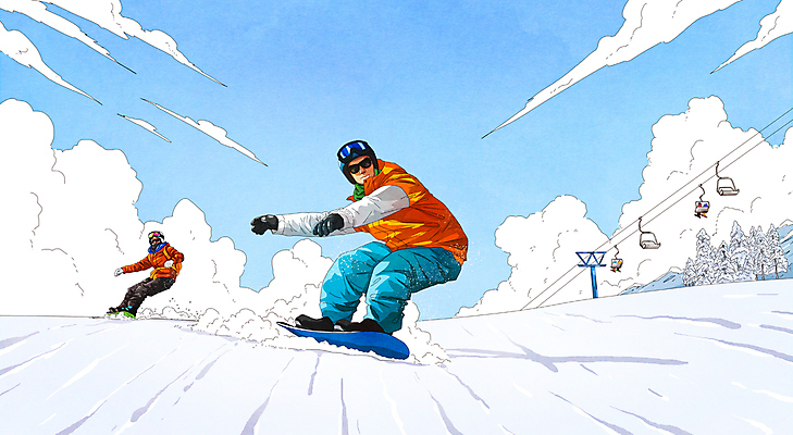 전신 PSD 구름 남자 겨울 일러스트 하늘 겨울스포츠 스키장 고글 성인 두명 눈 스노우보드 헬멧 스키복 스노보더 스노보드복 스키리프트 성인남자만 내려오기 국내일러스트 자연요소 옷 계절 스포츠 모션 날씨 스키 운동선수 사람 보드_스포츠 보호장비 리프트 남자만 성인만 파일형식