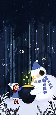 전신 PSD 나무 응시 여자 행복 별 어린이 일러스트 상상 눈사람 동화 털모자 상상일러스트 한명 서기 소녀 목도리 눈 항아리 숲 남색 귀마개 즐거움 안구 소녀한명만 국내일러스트 자연요소 식물 모자_잡화 1 시선 잡화 감정 컬러 모션 날씨 사람 신체부위 도자기 여자한명만 소녀만 파일형식