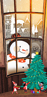 전신 PSD 응시 여자 남자 행복 별 어린이 일러스트 산타모자 창문 상상 눈사람 산타옷 동화 상상일러스트 서기 소녀 소년 세명 선물상자 크리스마스트리 하트 눈 즐거움 베이지색 어린이만 국내일러스트 자연요소 모양 모자_잡화 시선 옷 감정 컬러 크리스마스 모션 날씨 선물 사람 상자 파일형식