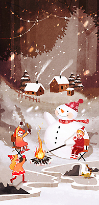 전신 PSD 나무 여자 남자 행복 별 어린이 일러스트 상상 눈사람 동화 주택 상상일러스트 들기 앉기 소녀 소년 장식 세명 갈색 마을 캠핑 나뭇가지 눈 장작 모닥불 즐거움 나무막대 눈내림 어린이만 국내일러스트 자연요소 식물 감정 컬러 모션 불 레저 날씨 눈_날씨 사람 건물 막대 파일형식