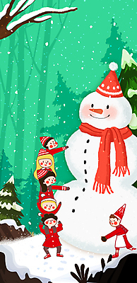 전신 PSD 나무 행복 어린이 일러스트 산타모자 상상 눈사람 산타옷 동화 상상일러스트 소녀 소년 여러명 초록색 목도리 나뭇가지 눈 목말 큼 즐거움 눈사람만들기 어린이만 국내일러스트 자연요소 식물 모자_잡화 잡화 옷 여자 남자 감정 컬러 다수 크리스마스 모션 날씨 사람 크기 만들기 파일형식
