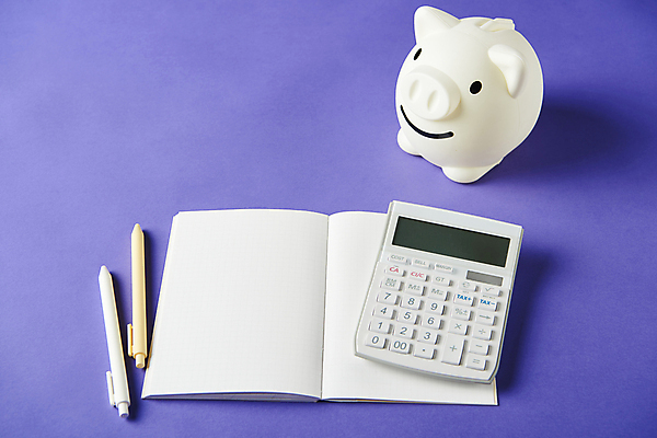 포토 JPG 스튜디오촬영 새해 실내 사람없음 펜 다이어리 돼지저금통 계산기 목표 계획 오브젝트 자산관리 경제교육 보라색배경 국내포토 교육 백그라운드 컨셉 문구용품 내부 경제 필기구 사무용품 보라색 장비 저금통 파일형식