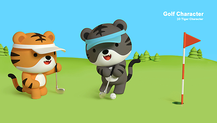 PSD 편집 편집이미지 응시 두마리 골프 골프장 골프공 들기 사람없음 연두색 3D 귀여움 골프채 호랑이띠 호랑이 골퍼 무릎꿇기 디지털합성 호랑이캐릭터 썬캡 골프깃발 편집소스 흑호 골프캐릭터 편집3D 캐릭터 모자_잡화 시선 동물캐릭터 컨셉 2 공 포유류 스포츠시설 모션 운동선수 골프용품 초록색 구기 십이지신 깃발 파일형식