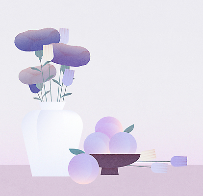 접시 꽃 일러스트 사람없음 유행 꽃병 보라색 감성 자두 정물화 2022년 트렌드컬러 베리페리 국내일러스트 AI파일 식물 식기 컬러 컨셉 과일 연도 그림 파일형식 벡터 트랜드컬러