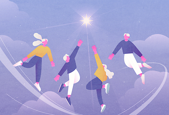 전신 구름 여자 남자 별 일러스트 밤하늘 여러명 성인 빛 유행 우주 점프 보라색 희망 손뻗기 성인만 2022년 트렌드컬러 베리페리 국내일러스트 AI파일 자연요소 감정 컬러 다수 모션 하늘 사람 야간 연도 파일형식 벡터 트랜드컬러
