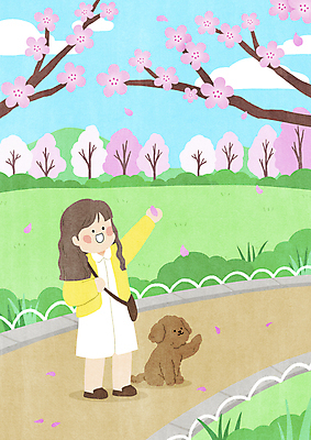 전신 PSD 구름 한마리 원피스 여자 꽃잎 반려견 어린이 일러스트 하늘 한명 서기 소녀 반려동물 손들기 봄풍경 봄 산책 산책로 벚꽃 풀 벚나무 강아지 구경 낙화 소녀한명만 국내일러스트 자연요소 나무 식물 동물 1 옷 계절 꽃 길 모션 휴식 사람 풍경 개 여자한명만 소녀만 파일형식