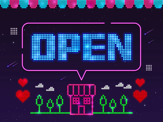 PSD 나무 구름 말풍선 일러스트 타이포그라피 사람없음 상점 하트 오픈 남색 전광판 차양막 LED 국내일러스트 자연요소 모양 식물 문자 컬러 전구 차양 파일형식