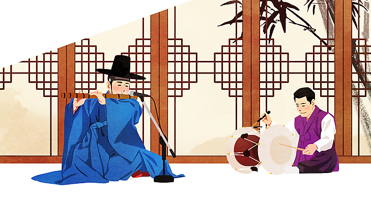 전신 PSD 남자 연주 일러스트 국악 들기 앉기 성인 두명 공연 무대 한복 전통공연 마이크 장구 창호문 대금 장구채 성인남자만 국내일러스트 갓모자 모자_잡화 한국전통 전통 음악 음향기기 모션 타악기 전통소품 국악기 사람 이벤트 문 전통의상 목관악기 남자만 성인만 파일형식