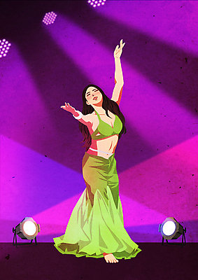 전신 PSD 여자 일러스트 조명 한명 서기 성인 보라색 공연 무대 밸리댄서 밸리댄스 밸리댄스복 성인여자한명만 국내일러스트 1 컬러 모션 사람 이벤트 춤 여자한명만 성인여자만 파일형식