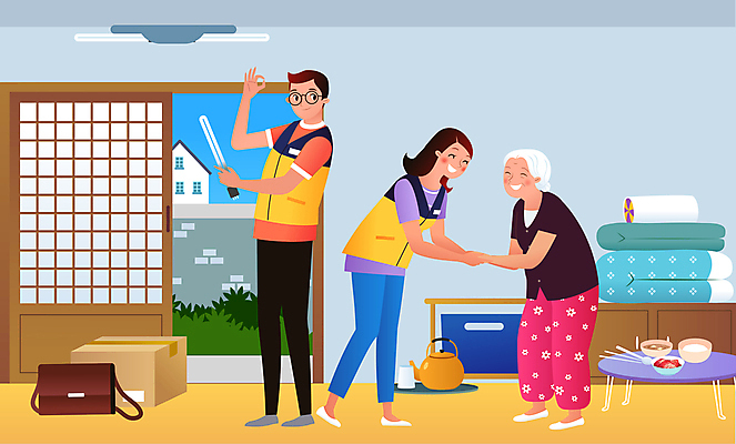 전신 여자 노년 남자 할머니 가방 일러스트 전구 베개 식탁 주전자 전등 악수 서기 들기 성인 컵 세명 상자 식사 이불 봉사 도움 자원봉사자 OK 노인복지 감사 사회복지사 창호문 독거노인 지원 국내일러스트 AI파일 직업 식기 잡화 감정 컨셉 침구 모션 탁자 주방용품 조명 사람 손짓 문 사회복지 복지 파일형식 벡터