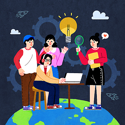 전신 PSD 구름 여자 남자 지구 의자 일러스트 전구 돋보기 아이디어 서기 들기 앉기 여러명 성인 노트북 로켓 가리킴 남색 책상 검사_조사 톱니바퀴 정부정책 성인만 청년정책 국내일러스트 자연요소 컬러 가구 다수 컨셉 모션 사람 손짓 전자제품 복지 정책 파일형식