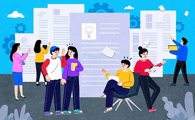 전신 PSD 구름 여자 남자 하늘색 의자 일러스트 서기 들기 앉기 여러명 성인 태블릿 정보 가리킴 검사_조사 톱니바퀴 문서 정부정책 성인만 청년정책 국내일러스트 자연요소 가구 다수 모션 사람 손짓 파란색 전자제품 스마트기기 복지 정책 파일형식