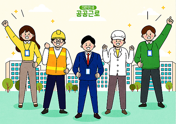 전신 여자 남자 허리손 일러스트 노동자 서기 여러명 성인 노란색 파이팅 주먹 가리킴 직장인 비즈니스맨 비즈니스우먼 사원증 민트색 영양사 성인만 건설근로자 공공근로 국내일러스트 AI파일 직업 컬러 포즈 다수 비즈니스 모션 사람 손짓 정부정책 파일형식 벡터