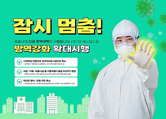 PSD 편집이미지 남자 한명 상반신 성인 타이포그라피 30대 한국인 긴급 바이러스 정지 확대 사회이슈 손뻗기 강화 민트색 방역 성인남자한명만 코로나바이러스 방역복 사회적거리두기 방호복 델타변이바이러스 오미크론 이미지편집 문자 1 옷 캠페인 컬러 컨셉 모션 사람 동양인 장년 남자한명만 성인남자만 파일형식