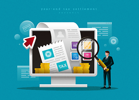 전신 남자 일러스트 돋보기 한명 서기 들기 성인 파란색 모니터 어플리케이션 커서 영수증 온라인 동전탑 세금 성인남자한명만 연말정산 국내일러스트 AI파일 1 컬러 모션 사람 금융 경제 컴퓨터 쌓기 동전 남자한명만 성인남자만 파일형식 벡터