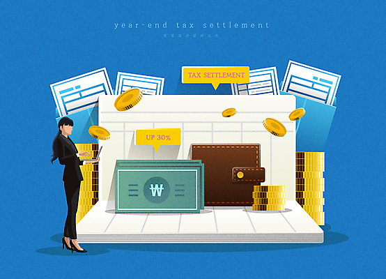 전신 여자 지폐 일러스트 한명 서기 들기 성인 파란색 노트북 동전 지갑 문서 통장 영수증 동전탑 세금 성인여자한명만 연말정산 국내일러스트 AI파일 1 컬러 돈 모션 사람 금융 경제 전자제품 쌓기 여자한명만 성인여자만 파일형식 벡터