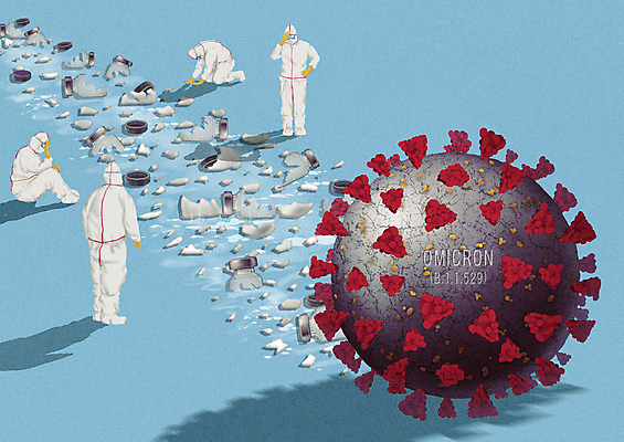 전신 PSD 하늘색 일러스트 의학 서기 여러명 성인 손상 의료진 좌절 파편 위험 사회이슈 감염 웅크림 깨짐 백신 유리조각 손짚기 성인만 코로나바이러스 방역복 바이알 변이 오미크론 국내일러스트 직업 옷 감정 다수 컨셉 모션 사람 손짓 파란색 의료용품 바이러스 방역 파일형식