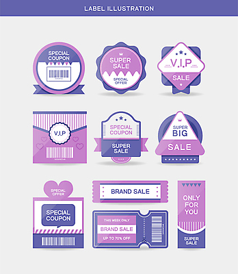 리본 일러스트 사람없음 유행 라벨 세일 사각형 보라색 하트 원형 삼각형 쿠폰 바코드 마름모 VIP 할인쿠폰 2022년 트렌드컬러 벨벳바이올렛 베리페리 국내일러스트 AI파일 모양 도형 컬러 프레임 연도 파일형식 벡터 트랜드컬러