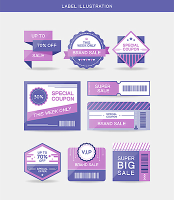 일러스트 사람없음 유행 라벨 세일 사각형 보라색 원형 쿠폰 바코드 마름모 육각형 VIP 할인쿠폰 2022년 트렌드컬러 벨벳바이올렛 베리페리 국내일러스트 AI파일 도형 컬러 프레임 연도 파일형식 벡터 트랜드컬러