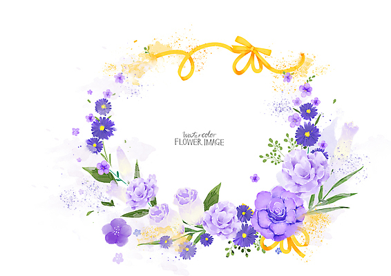 PSD 꽃잎 꽃 리본 잎 일러스트 붓터치 수채화 사람없음 보라색 번짐 원형프레임 꽃프레임 프레임일러스트 베리페리 국내일러스트 식물 컬러 프레임 원형 파일형식 트랜드컬러 효과