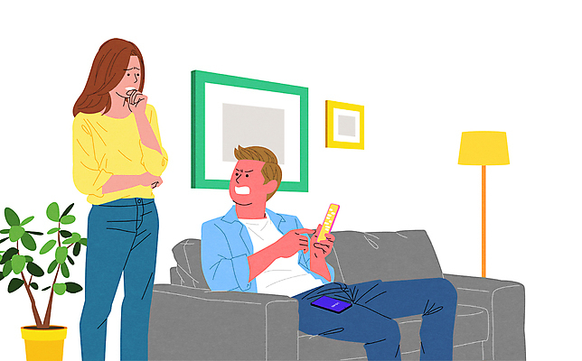 여자 남자 화분 액자 일러스트 서기 들기 앉기 상반신 성인 두명 스마트폰 소파 분노 스탠드 가리킴 통제 검사_조사 집착 채팅 성인만 데이트폭력 국내일러스트 AI파일 감정 컨셉 의자 모션 조명 사람 손짓 핸드폰 스마트기기 폭력 파일형식 벡터