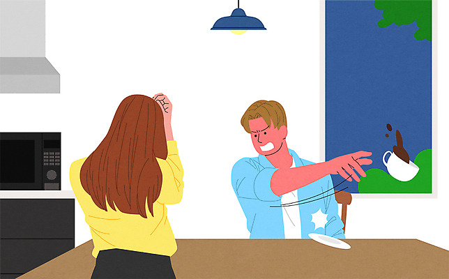여자 남자 커피 일러스트 창문 탁자 조명 상반신 성인 두명 주방 분노 수비 던지기 전자레인지 커피잔 컵받침 환기구 성인만 데이트폭력 국내일러스트 AI파일 감정 음료 가구 모션 잔 사람 가전제품 레인지 폭력 받침대 환풍기 파일형식 벡터