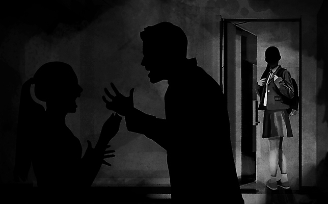 전신 PSD 여학생 여자 남자 딸 실루엣 교복 일러스트 청소년 서기 상반신 성인 세명 부모 검은색 뒤돌아보기 사회이슈 현관문 부부싸움 말다툼 가출 가출청소년 불화 국내일러스트 학생 부부 옷 컬러 컨셉 가족 모션 촬영기법 사람 문 싸움 파일형식