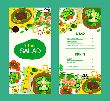 접시 커피 포크 일러스트 식재료 방울토마토 파프리카 스테이크 사람없음 초록색 숟가락 샐러드 식탁보 커피잔 브로콜리 메뉴판 연어 아보카도 건강식 저칼로리식단 국내일러스트 AI파일 식기 음료 음식 컬러 토마토 채소 과일 잔 서양음식 수저 어류 식단 저칼로리 파일형식 벡터