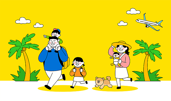 전신 구름 모자 한마리 여자 남자 딸 행복 반려견 아들 어린이 여행 일러스트 가족 안기 엄마 비행기 소녀 소년 여러명 성인 부모 야자수 노란색 걷기 자녀 아기 목말 아빠 강아지 국내일러스트 AI파일 자연요소 나무 1 잡화 감정 컬러 다수 관계 항공교통 모션 대중교통 사람 반려동물 개 파일형식 벡터