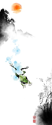 PSD 나무 구름 한마리 한국전통 꽃 일러스트 캘리그라피 붓터치 산 개구리 풍경 사람없음 태양 일출 계곡 수영 봄 개울 동양화 번짐 낙관 경칩 국내일러스트 자연요소 식물 1 전통 계절 한국 양서류 미술 강 노을 수상스포츠 절기 파일형식 효과