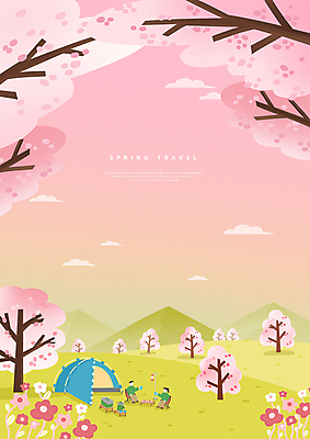 전신 PSD 구름 여자 남자 꽃 분홍색 일러스트 산 텐트 앉기 초원 성인 두명 캠핑 벚꽃 나뭇가지 성인만 캠핑의자 봄배경 국내일러스트 자연요소 나무 식물 컬러 백그라운드 의자 모션 레저 캠핑도구 사람 봄 파일형식