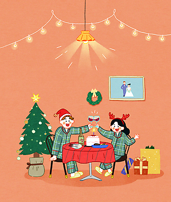 전신 PSD 여자 남자 크리스마스 와인잔 의자 일러스트 신혼부부 식탁 조명 크리스마스선물 들기 앉기 성인 두명 선물상자 크리스마스트리 케이크 와인 잠옷 건배 커플룩 루돌프머리띠 산타모양 신혼생활 알전구 성인만 웨딩촬영 크리스마스리스 코랄 국내일러스트 모양 부부 커플 옷 기념일 컬러 가구 술잔 전구 모션 탁자 디저트 주류 선물 사람 상자 산타클로스 화환 머리띠 신혼 기념사진 파일형식