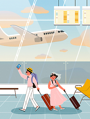 전신 구름 모자 드레스 여자 남자 하늘색 일러스트 신혼부부 비행기 면사포 들기 성인 두명 선글라스 카메라 캐리어 신혼여행 공항 여권 수레끌기 신랑신부 성인만 국내일러스트 AI파일 자연요소 부부 잡화 옷 안경 신부_웨딩 신랑 결혼 항공교통 교통시설 모션 대중교통 사람 파란색 전자제품 여행가방 당기기 신혼 결혼소품 파일형식 벡터