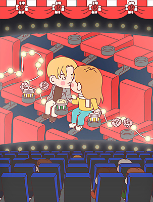 전신 커플 여자 기념일 남자 꽃 일러스트 키스 사랑 이벤트 여러명 상반신 성인 손잡기 영화관 팝콘 무비데이 알전구 영화감상 성인만 국내일러스트 AI파일 식물 감정 다수 전구 관계 모션 데이이벤트 사람 감상 극장 영화 애정표현 파일형식 벡터