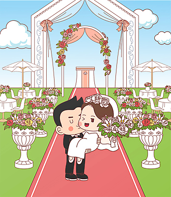 전신 구름 여자 기념일 남자 꽃 부케 웨딩드레스 하늘색 결혼 일러스트 안기 결혼식 키스 사랑 들기 정장 턱시도 성인 두명 연두색 파라솔 강대상 신랑신부 야외결혼 예식장 성인만 들어올리기 국내일러스트 AI파일 자연요소 식물 드레스 옷 감정 신부_웨딩 꽃다발 신랑 모션 사람 이벤트 초록색 파란색 공간 애정표현 단상 파일형식 벡터